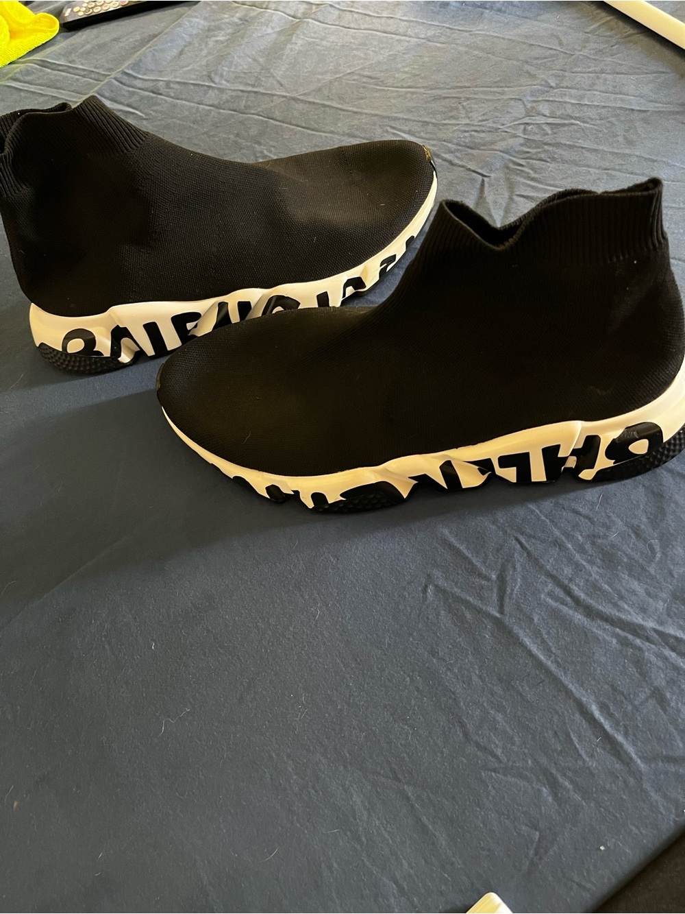 Balenciaga Black Sock Sneaker with Cream Sole